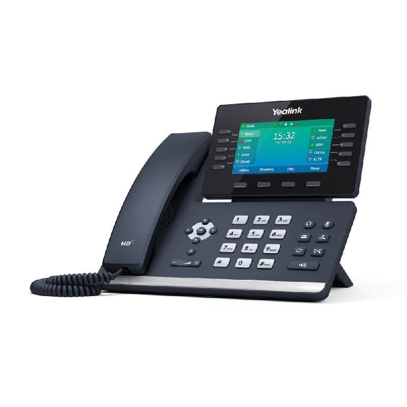 Business telephone system with Yealink VoIP desk phones installed at a New Hampshire office